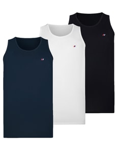 Bigdude 3er-Pack schlichte Westen mit Logo, Schwarz/Weiß/Marineblau